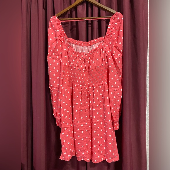 AFRM Coral polka dot mini dress size L - Picture 2 of 10